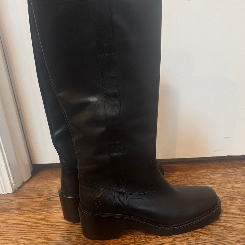 Frye Kate Black Leather Knee-High Block Heel Boots 7.5 - Picture 11 of 14